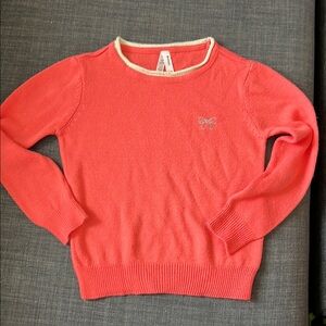 Pink Knit Pullover Sweater with Ribbed Details